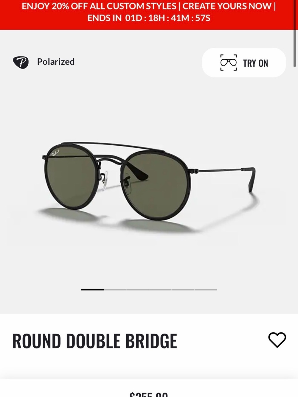 Ray-Ban Round Double Bridge Sunglasses *polarized- Black/Green